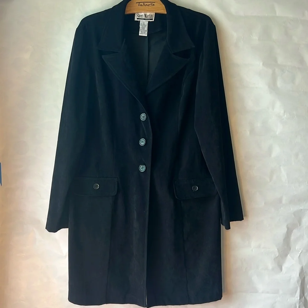 Vintage Sheri Martin suede‎ coat/blazer Black size 14 with buttons
